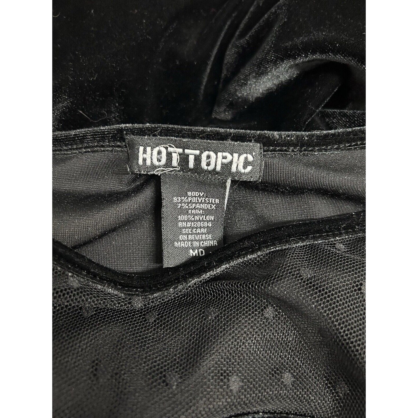 Hot Topic Black Velvet Swiss Dot Yoke Flare Gothic Dress Y2K Women’s M