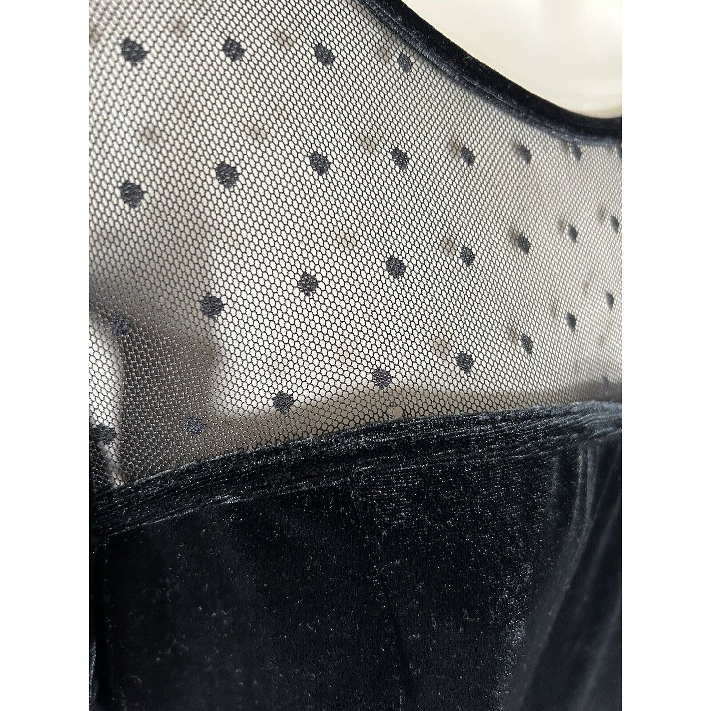 Hot Topic Black Velvet Swiss Dot Yoke Flare Gothic Dress Y2K Women’s M