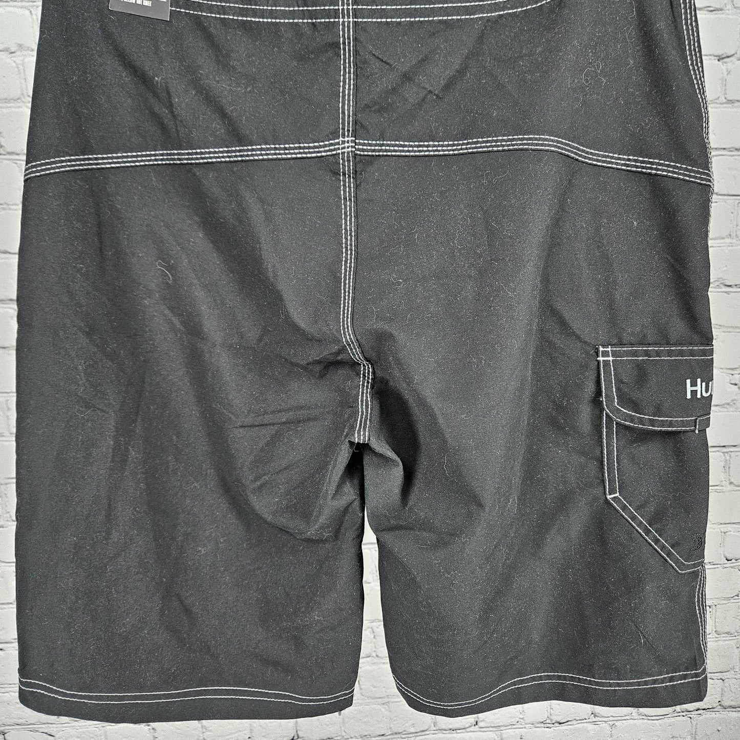 NWT Hurley Black 22" Length Cargo Pocket Drawstring Board Shorts Swim Trunks 30
