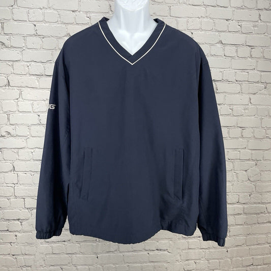 Ping Navy Blue Lay Up Windshirt Pullover Windbreaker Long Sleeve Size Large L