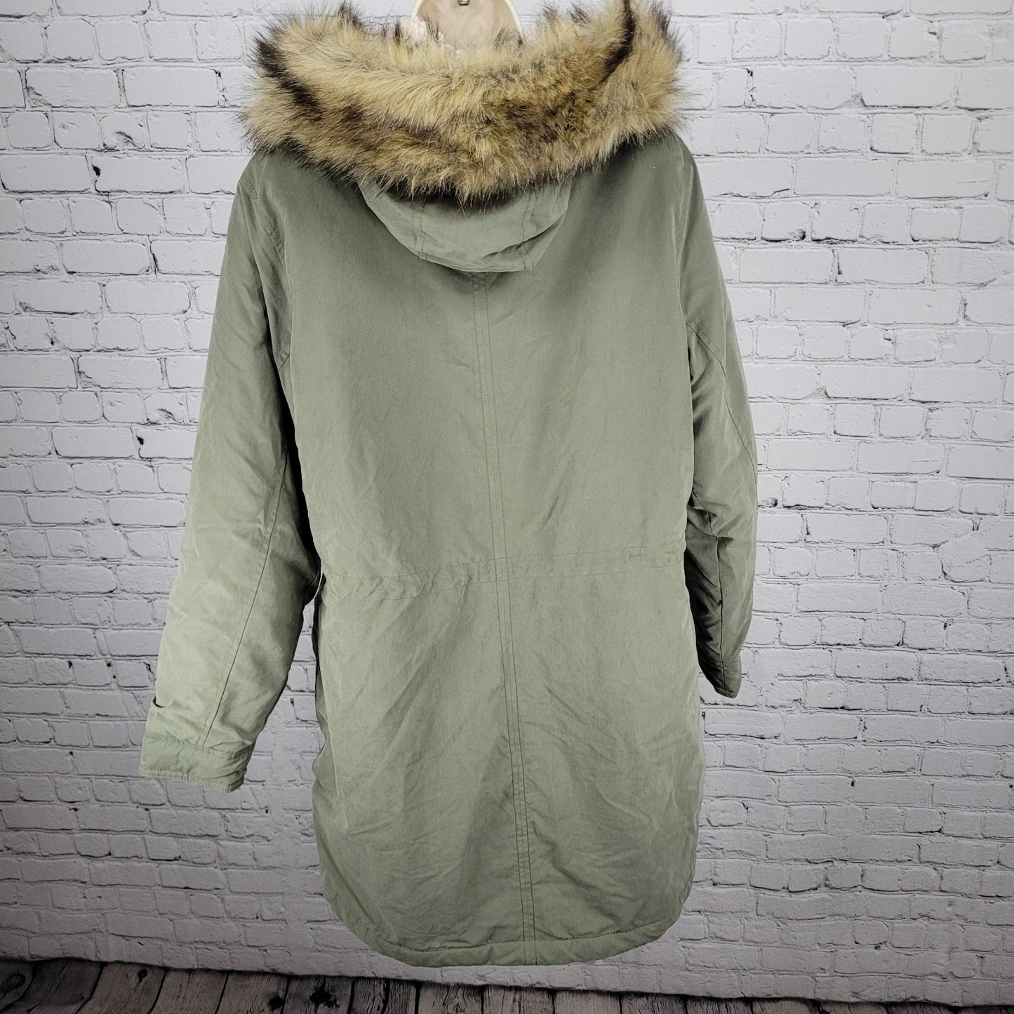 Abercrombie & Fitch Green Hooded Cozy Sherpa Lined Zip Parka Coat Size XL