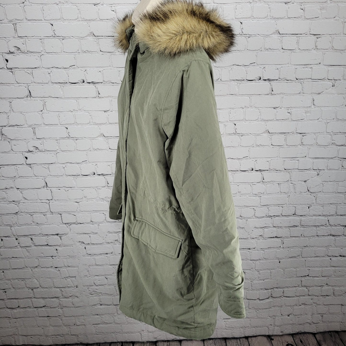 Abercrombie & Fitch Green Hooded Cozy Sherpa Lined Zip Parka Coat Size XL