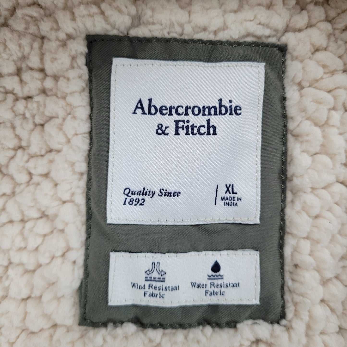 Abercrombie & Fitch Green Hooded Cozy Sherpa Lined Zip Parka Coat Size XL