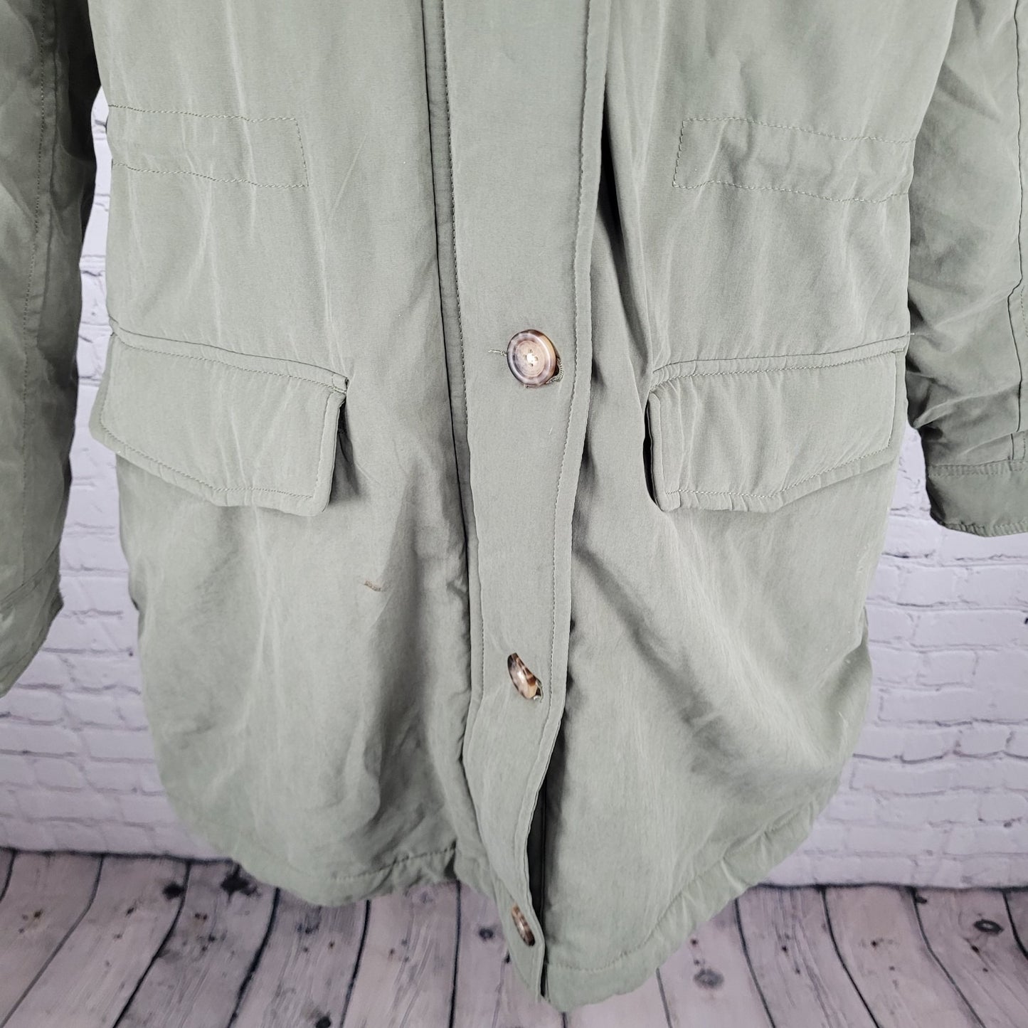 Abercrombie & Fitch Green Hooded Cozy Sherpa Lined Zip Parka Coat Size XL