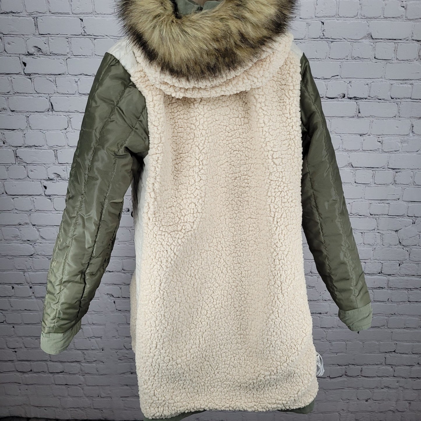 Abercrombie & Fitch Green Hooded Cozy Sherpa Lined Zip Parka Coat Size XL