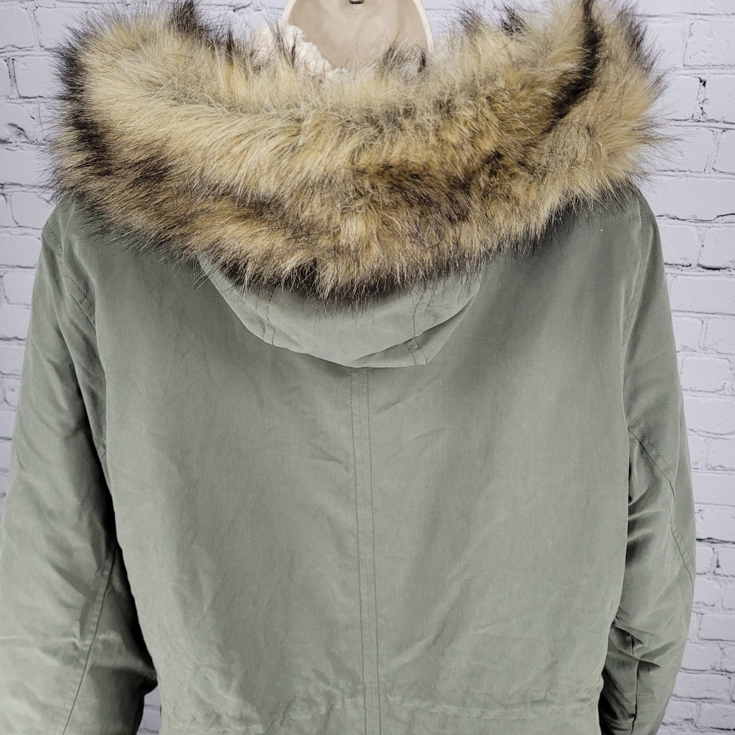 Abercrombie & Fitch Green Hooded Cozy Sherpa Lined Zip Parka Coat Size XL