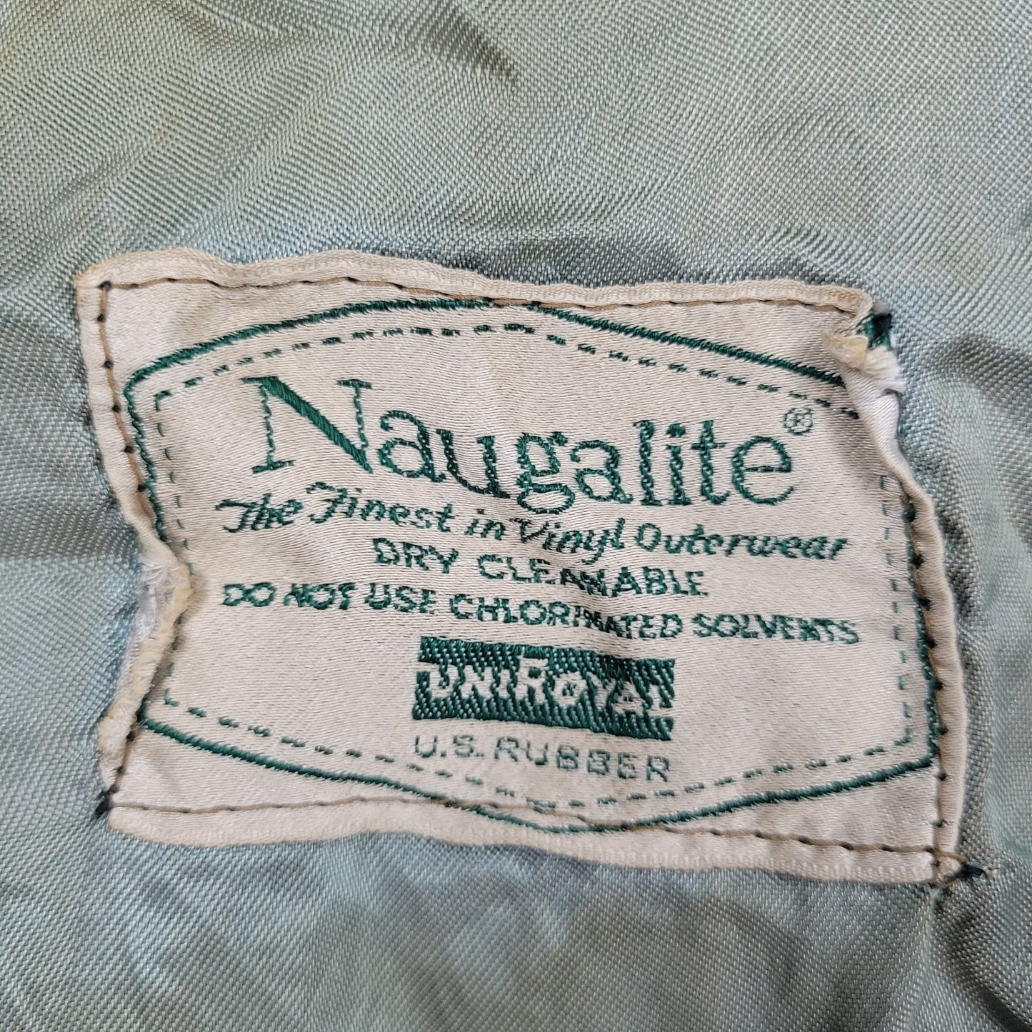VTG Naugalite Green Tan Snap Pockets Collared Lined Varsity Bomber Jacket XL