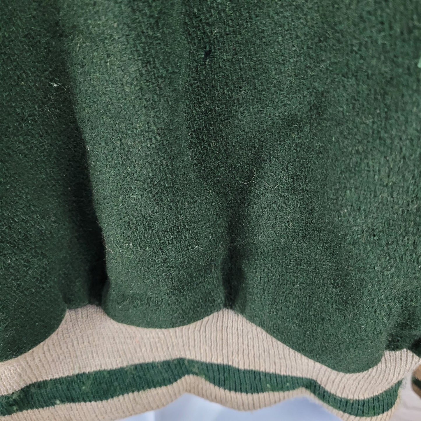 VTG Naugalite Green Tan Snap Pockets Collared Lined Varsity Bomber Jacket XL