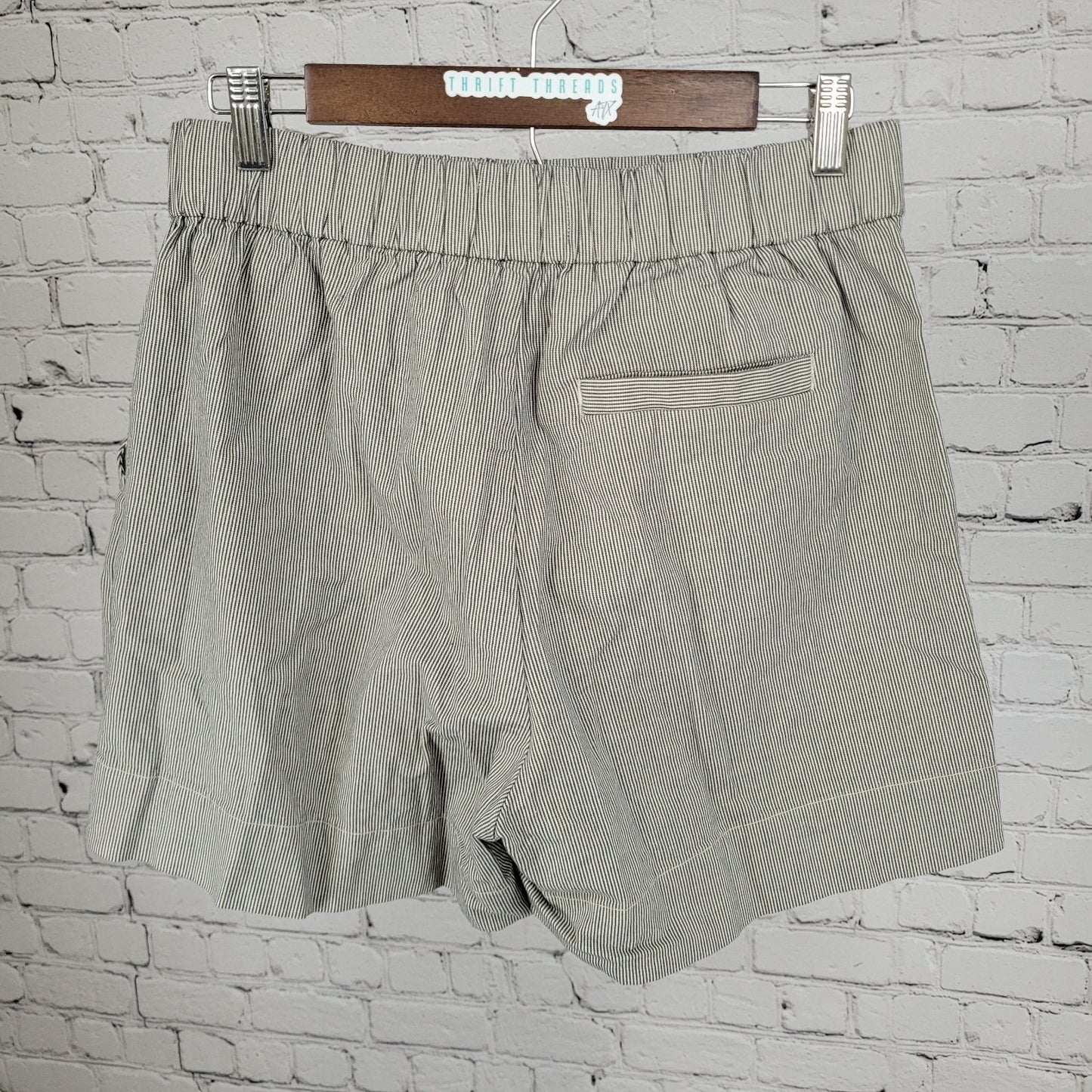 Everlane Black White Organic Cotton Striped High Rise Shorts Large L (30x5)