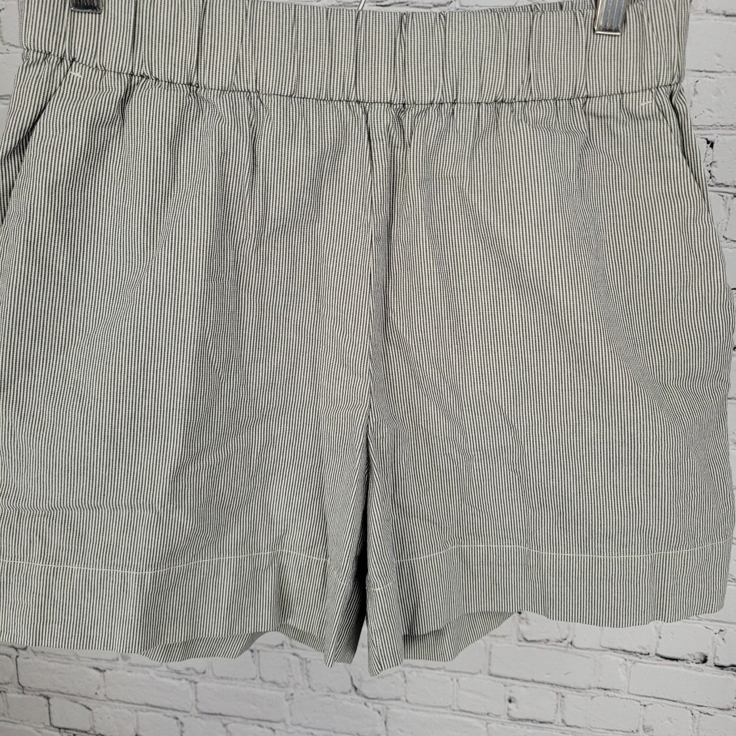 Everlane Black White Organic Cotton Striped High Rise Shorts Large L (30x5)