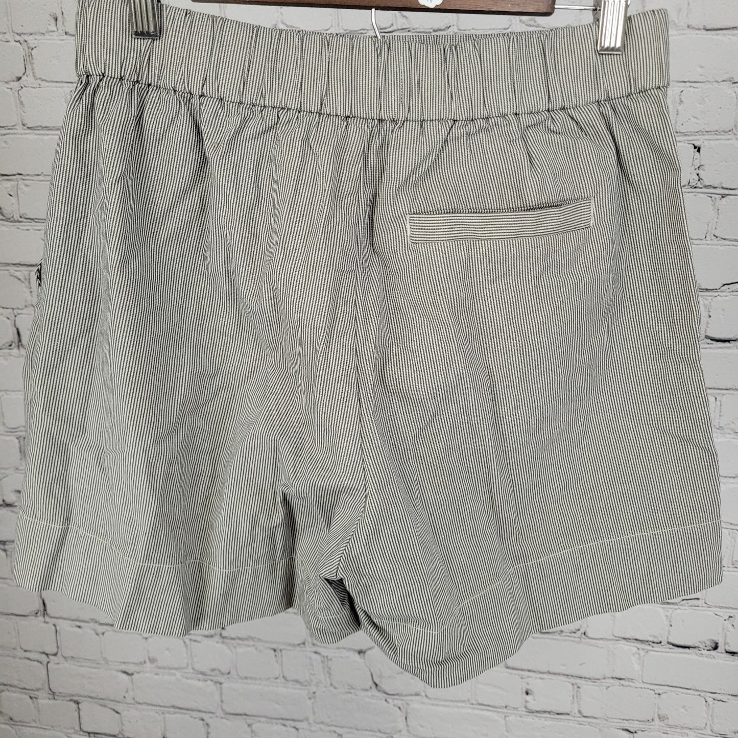 Everlane Black White Organic Cotton Striped High Rise Shorts Large L (30x5)