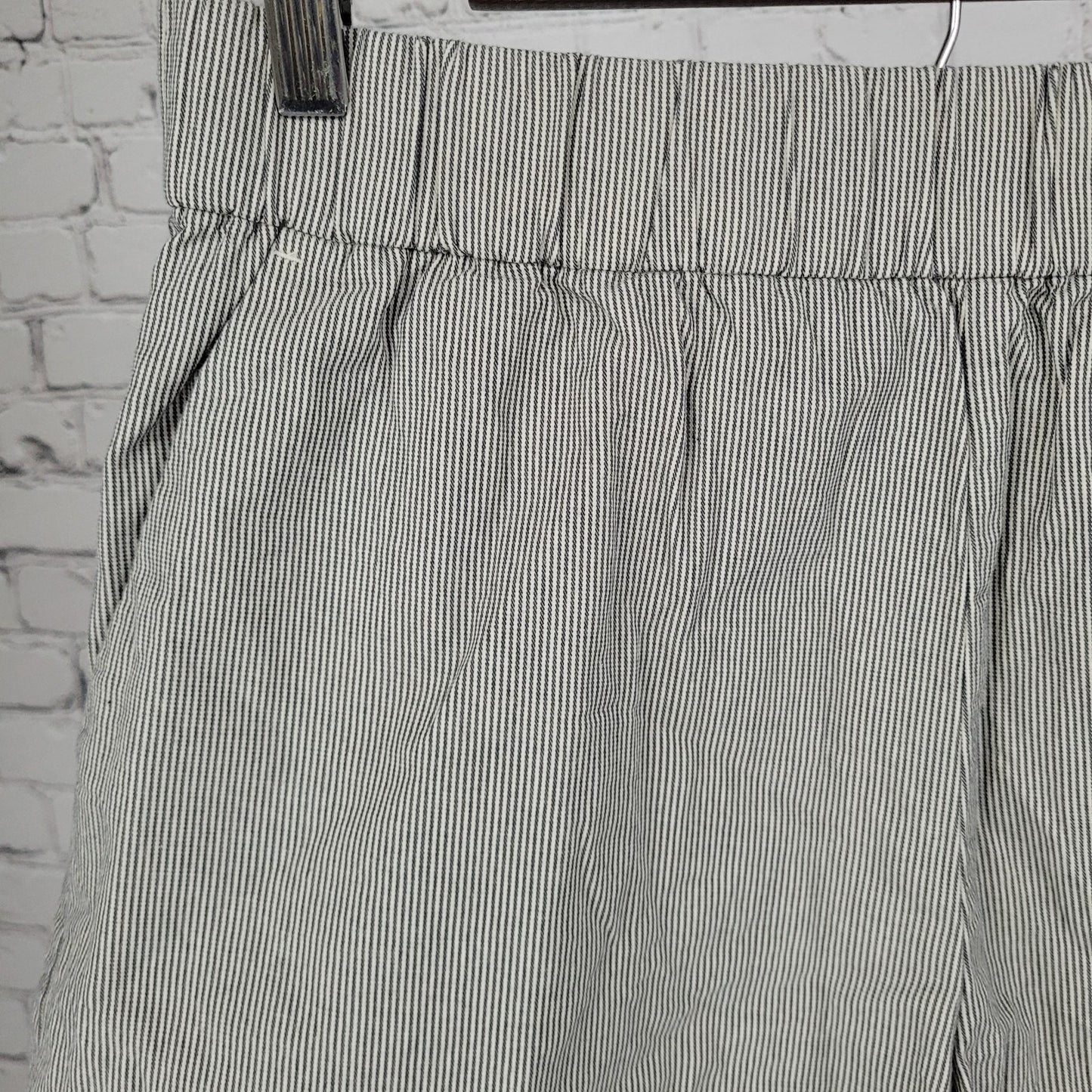 Everlane Black White Organic Cotton Striped High Rise Shorts Large L (30x5)