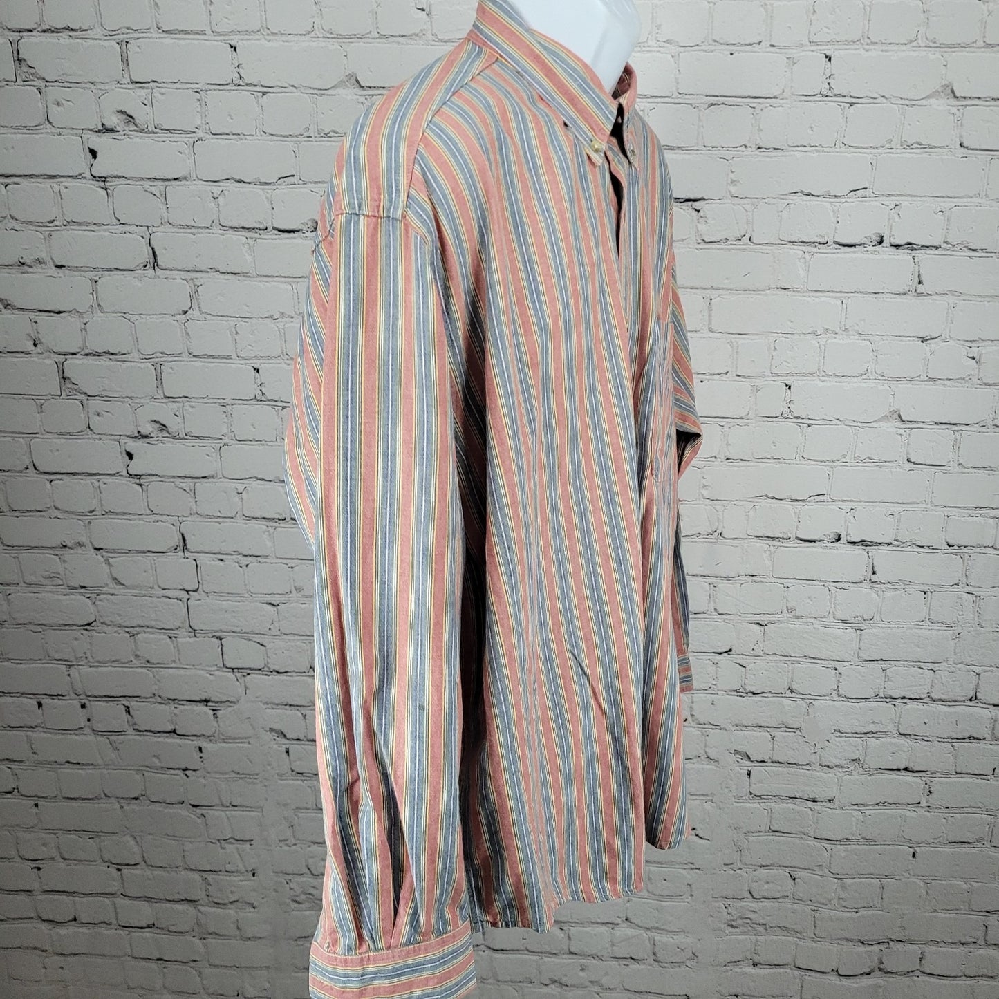 VTG LL Bean Multicolor Striped 100% Cotton Button Down Long Sleeve Shirt Large L