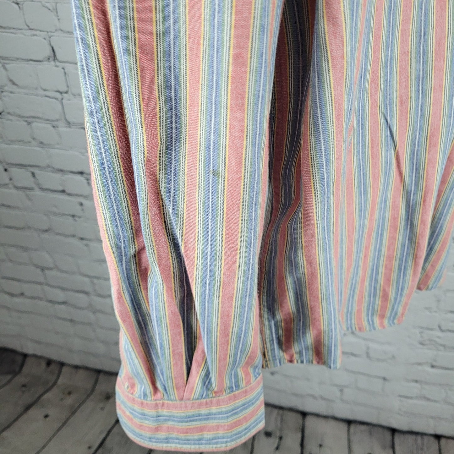 VTG LL Bean Multicolor Striped 100% Cotton Button Down Long Sleeve Shirt Large L