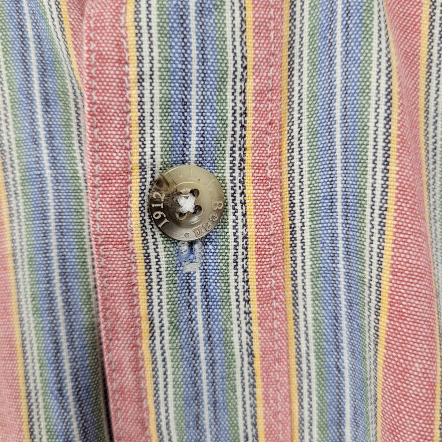 VTG LL Bean Multicolor Striped 100% Cotton Button Down Long Sleeve Shirt Large L