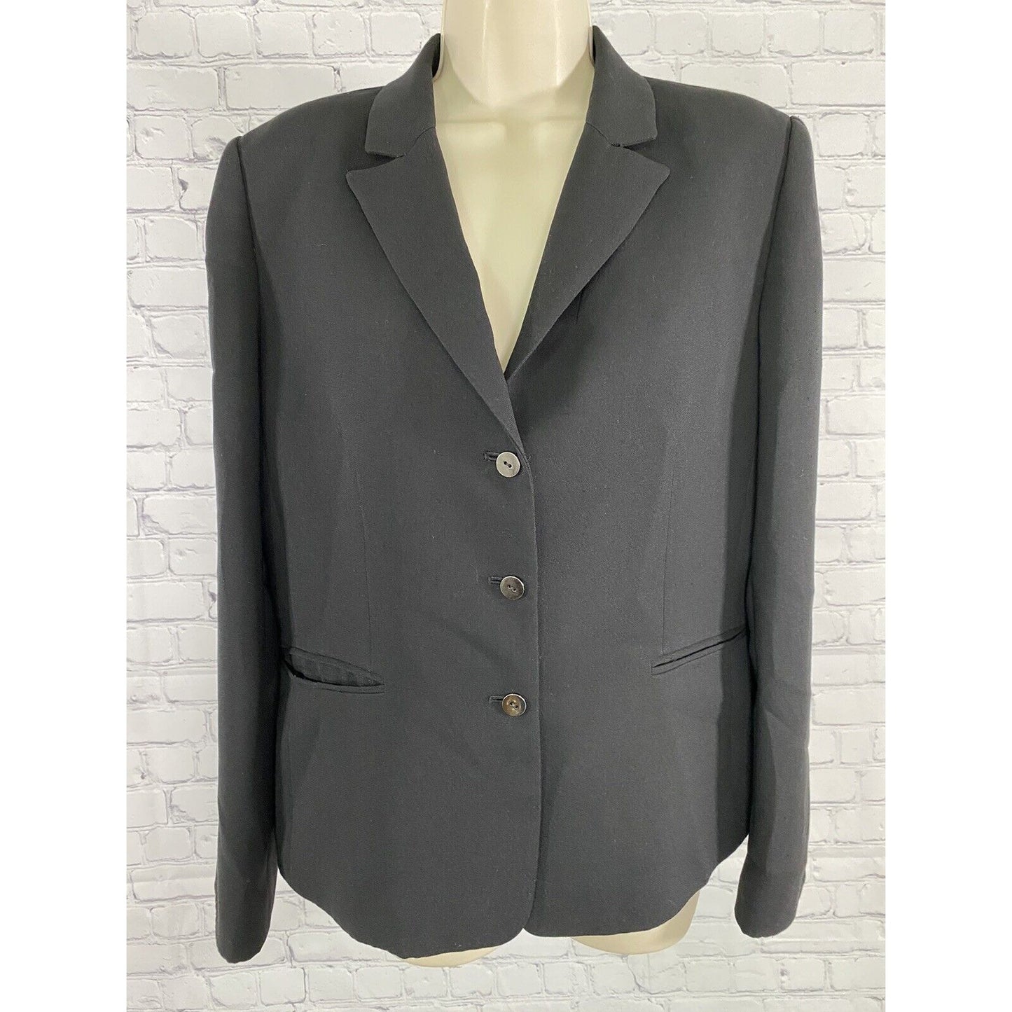Tahari Arthur S Levine Black 3 Button Peak Lapel Blazer Jacket Women’s Size 12