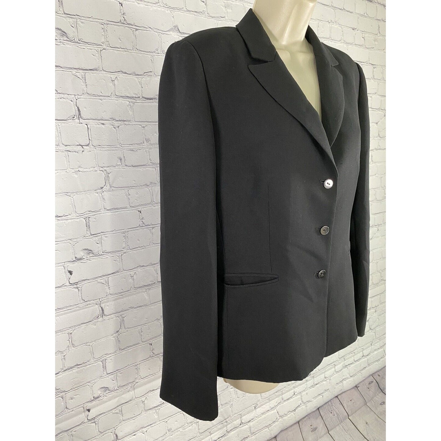 Tahari Arthur S Levine Black 3 Button Peak Lapel Blazer Jacket Women’s Size 12