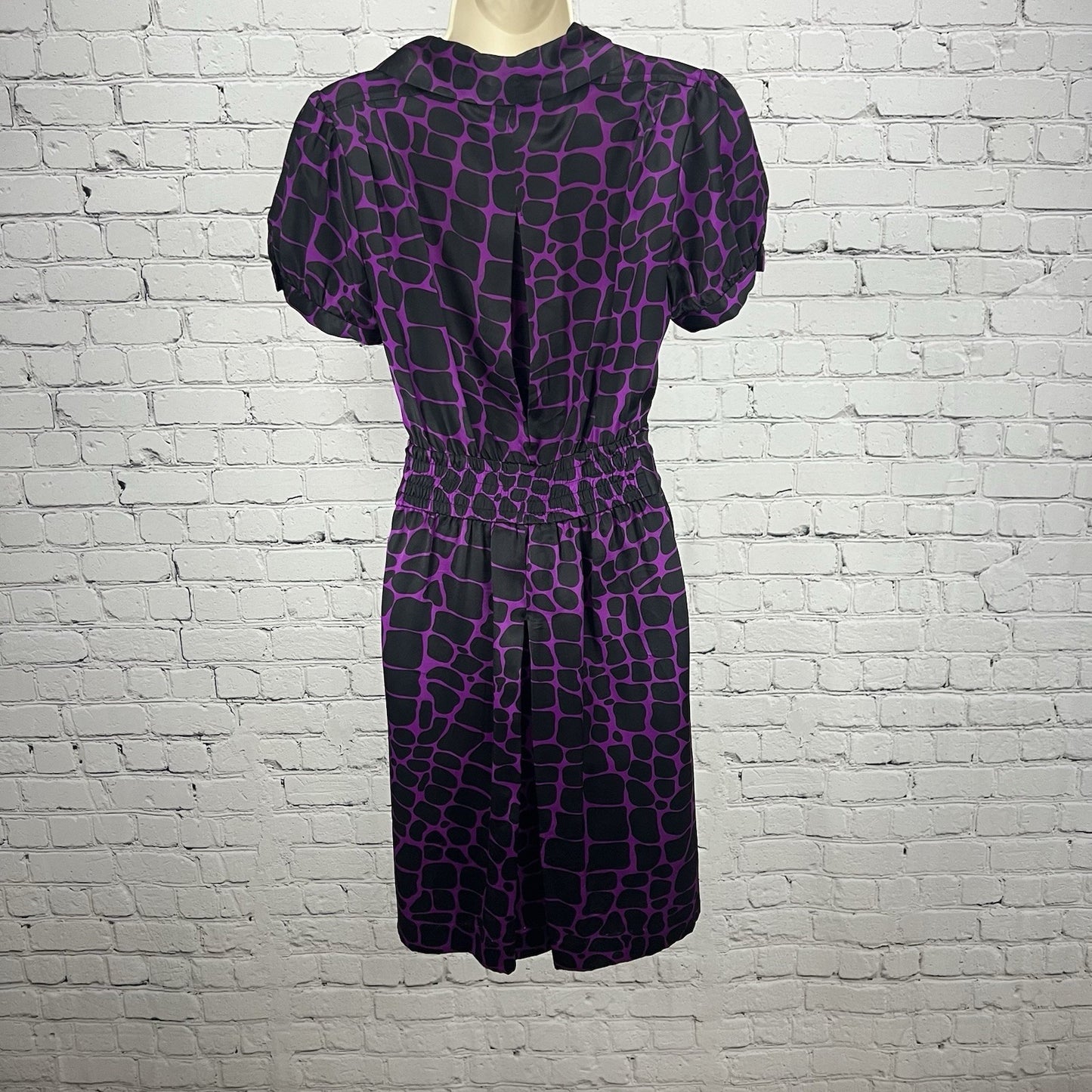 I.N.C International Concepts Purple Silk Snake Front Tie Pockets Shirt Dress 6