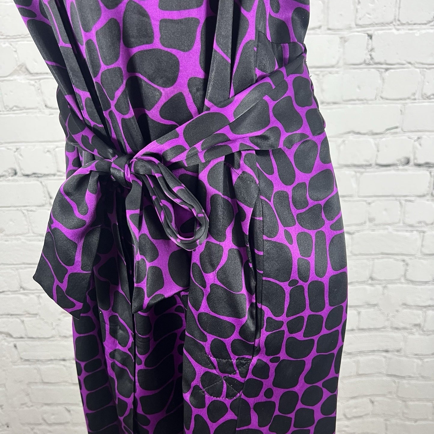 I.N.C International Concepts Purple Silk Snake Front Tie Pockets Shirt Dress 6