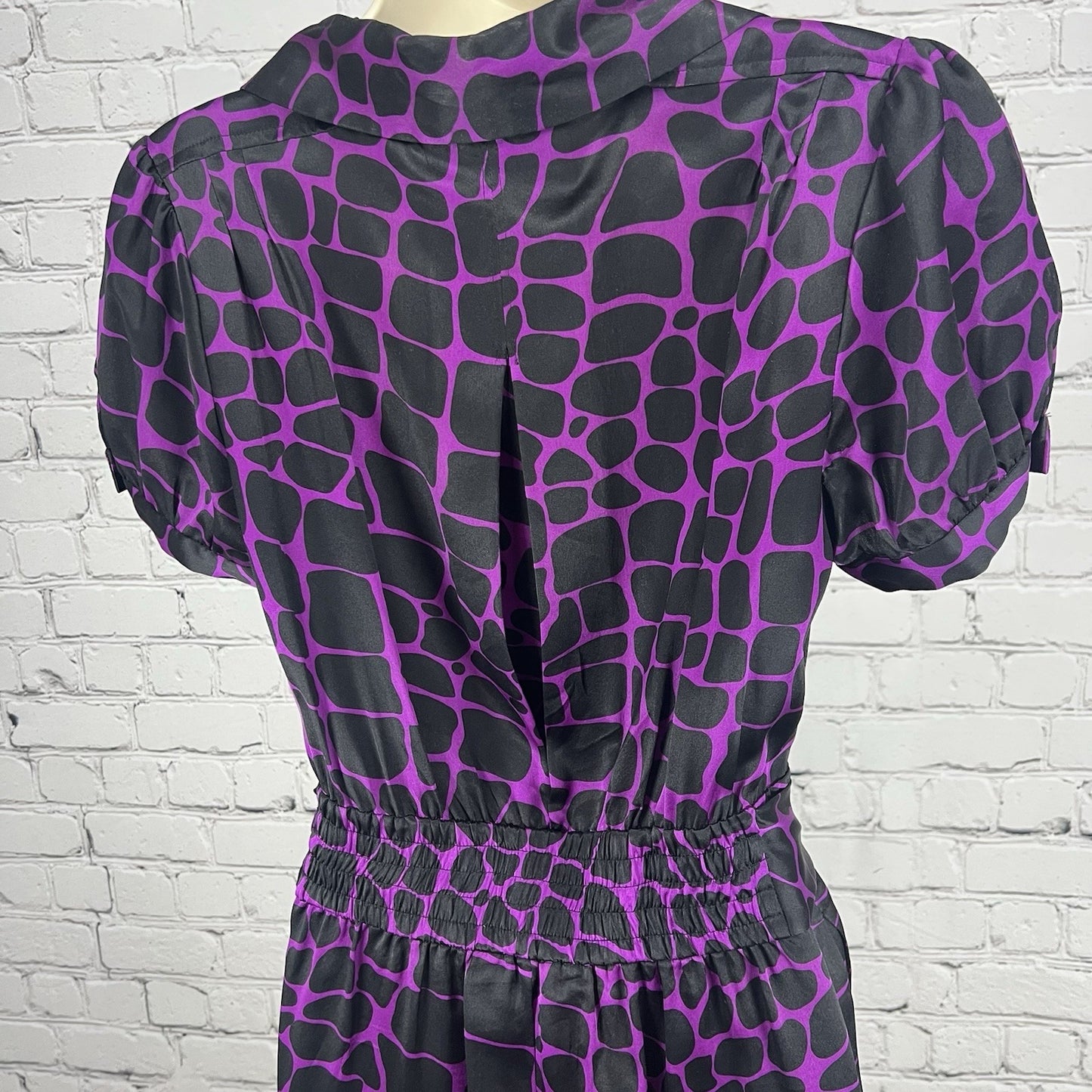 I.N.C International Concepts Purple Silk Snake Front Tie Pockets Shirt Dress 6