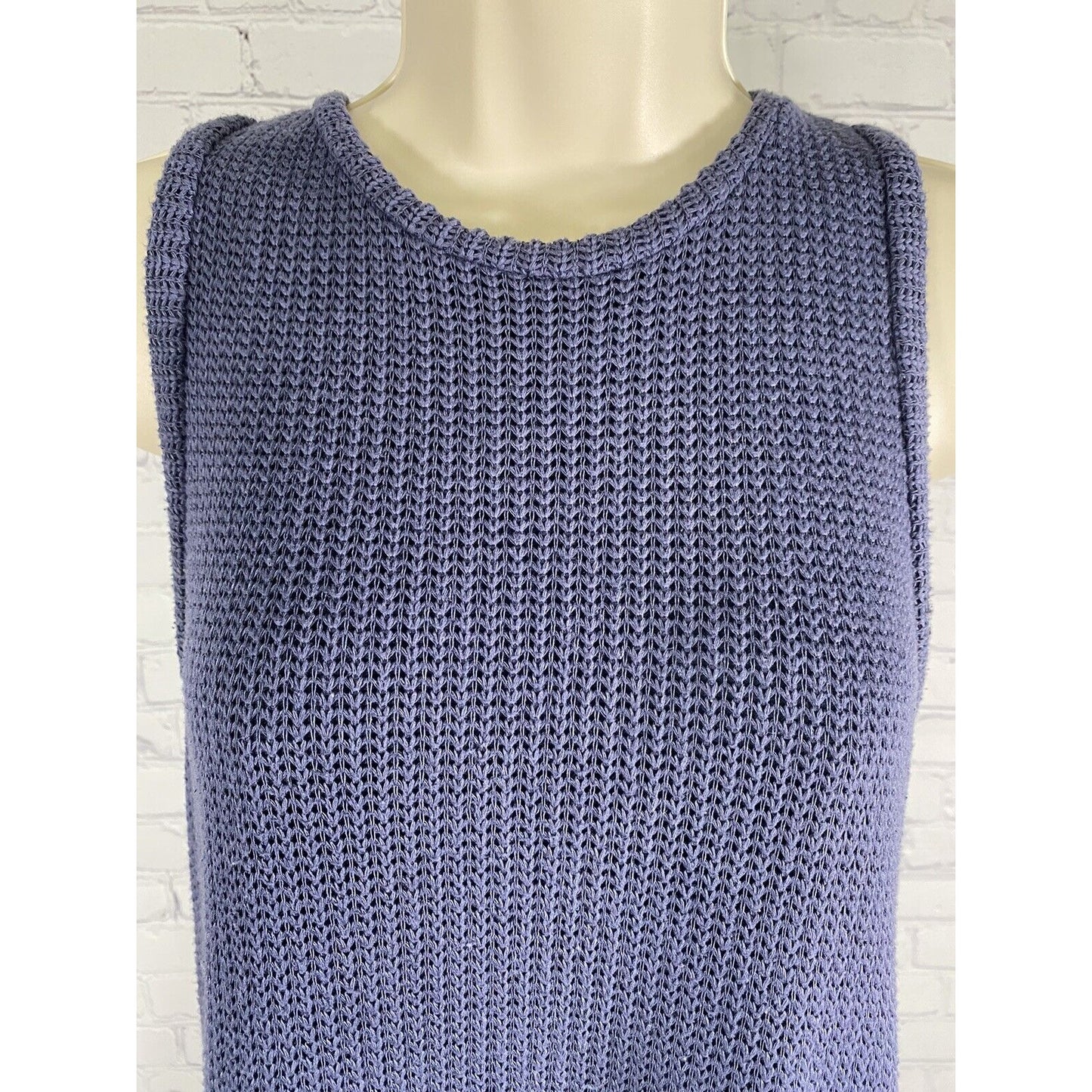 KLD Signature Blue Sleeveless Pullover Knit Lined Shift Short Dress USA Womens S