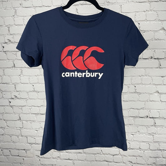 NWT CCC Canterbury Navy Cotton Blend Logo Short Sleeve T-shirt Youth Size 10