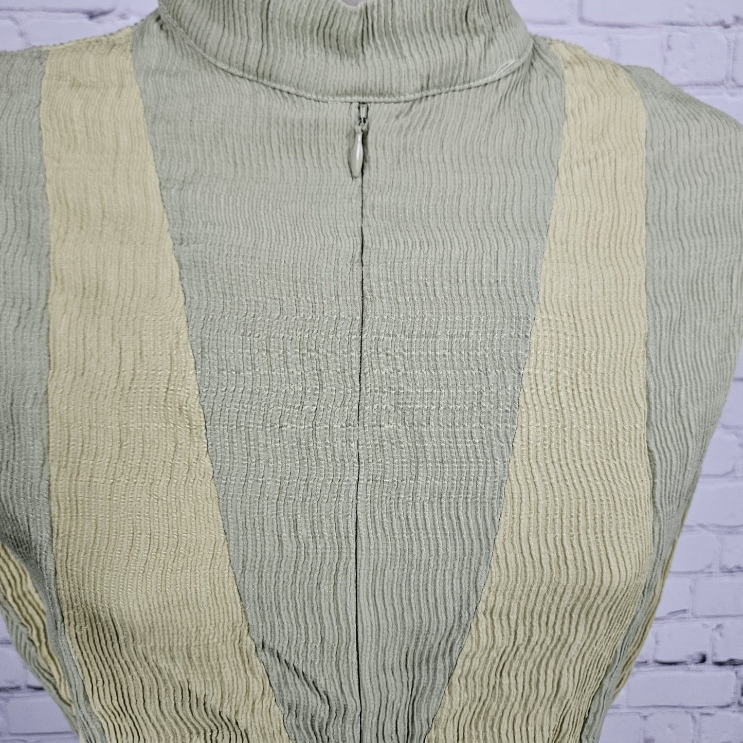 Buru Green Textured Braided Belt Sleeveless Zip Mock Neck Midi Dress Small S