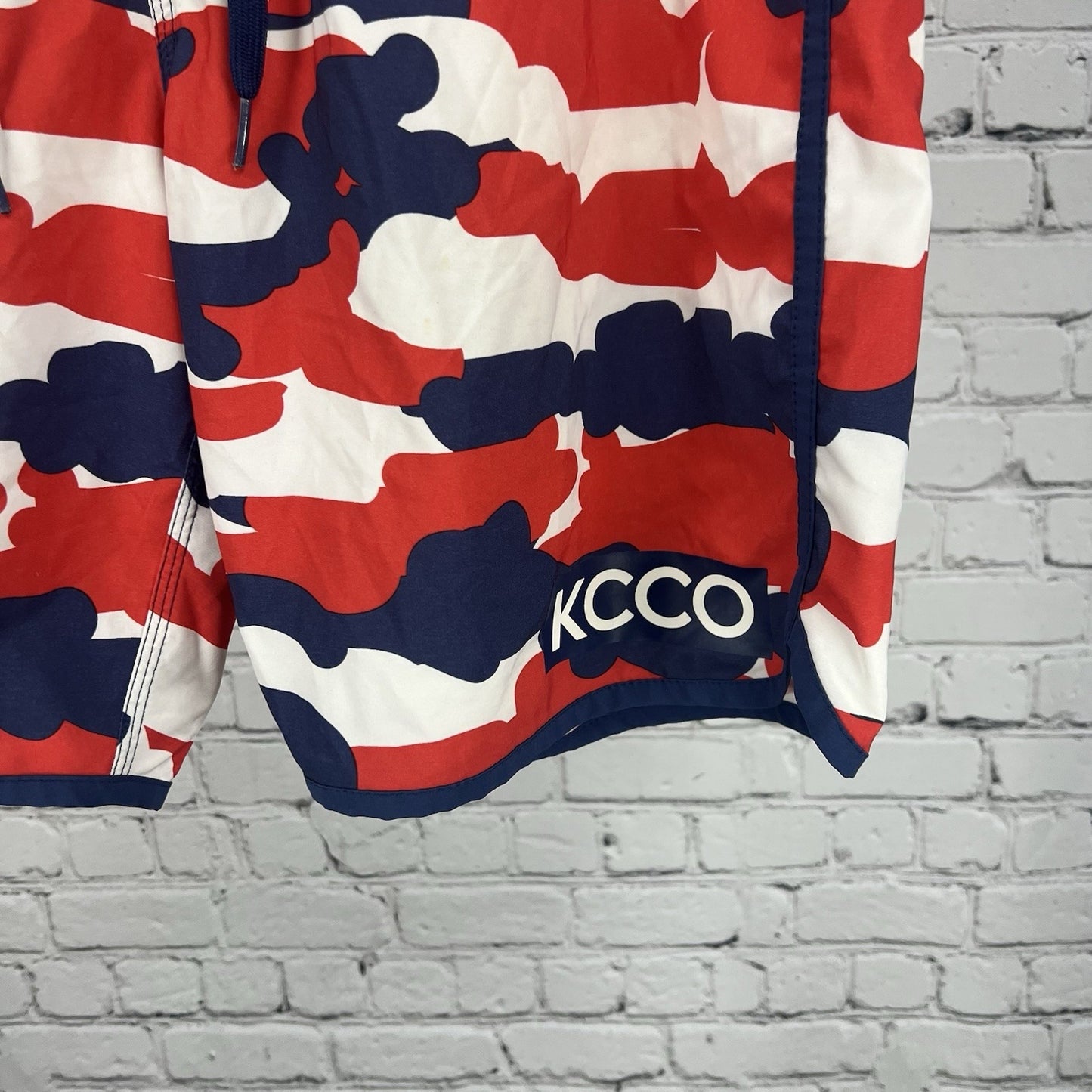 The Chive Red White Blue KCCO 4 Way Stretch Unlined Swim Trunks Board Shorts 32