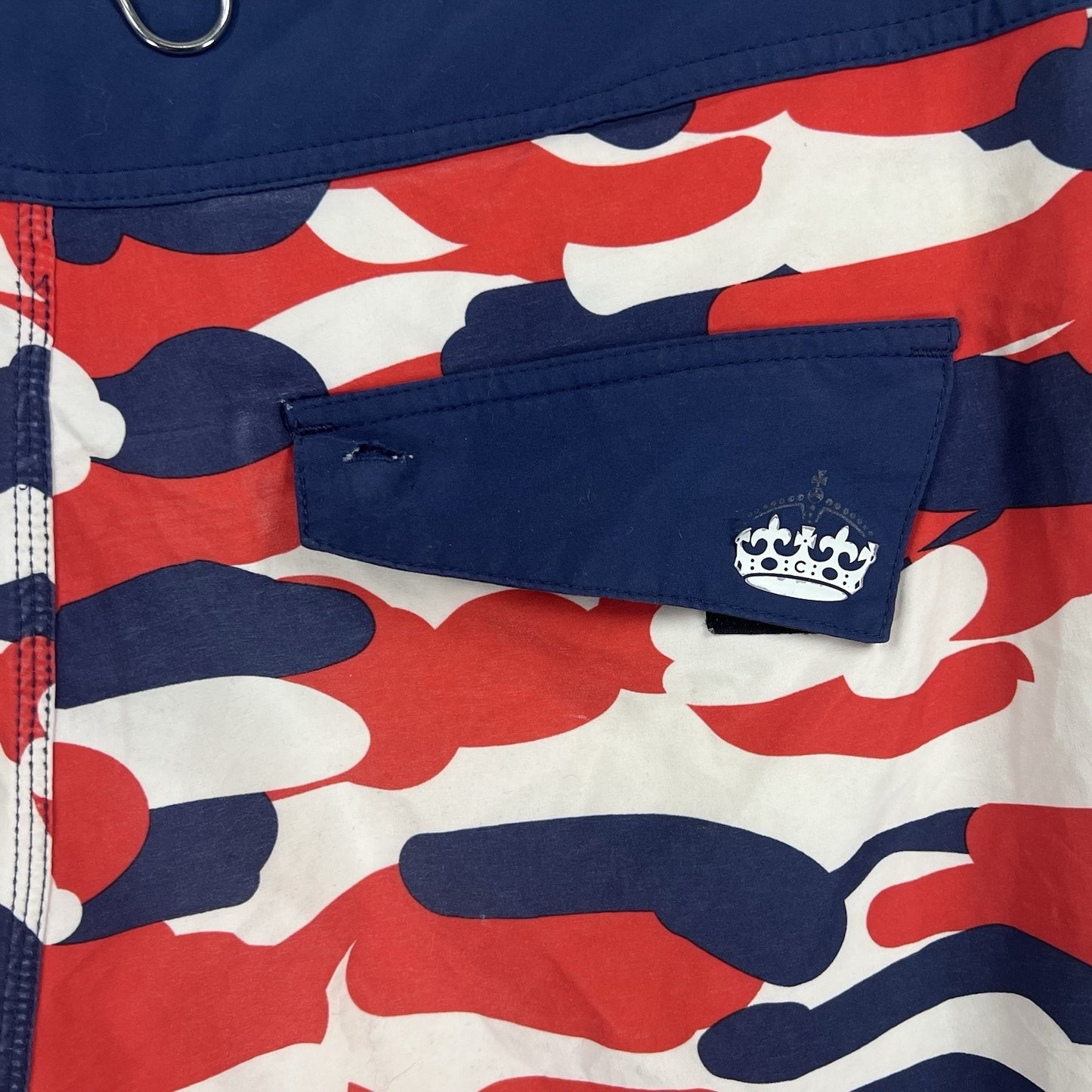 The Chive Red White Blue KCCO 4 Way Stretch Unlined Swim Trunks Board Shorts 32