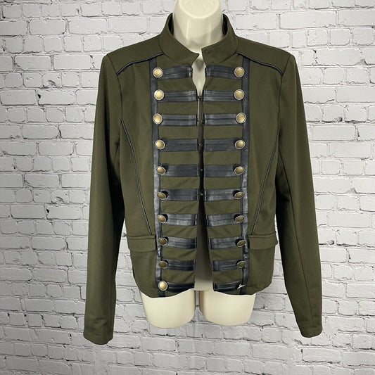 Patrizia Luca Dark Green Lightweight Jacket Gold Button Lined Size Medium M