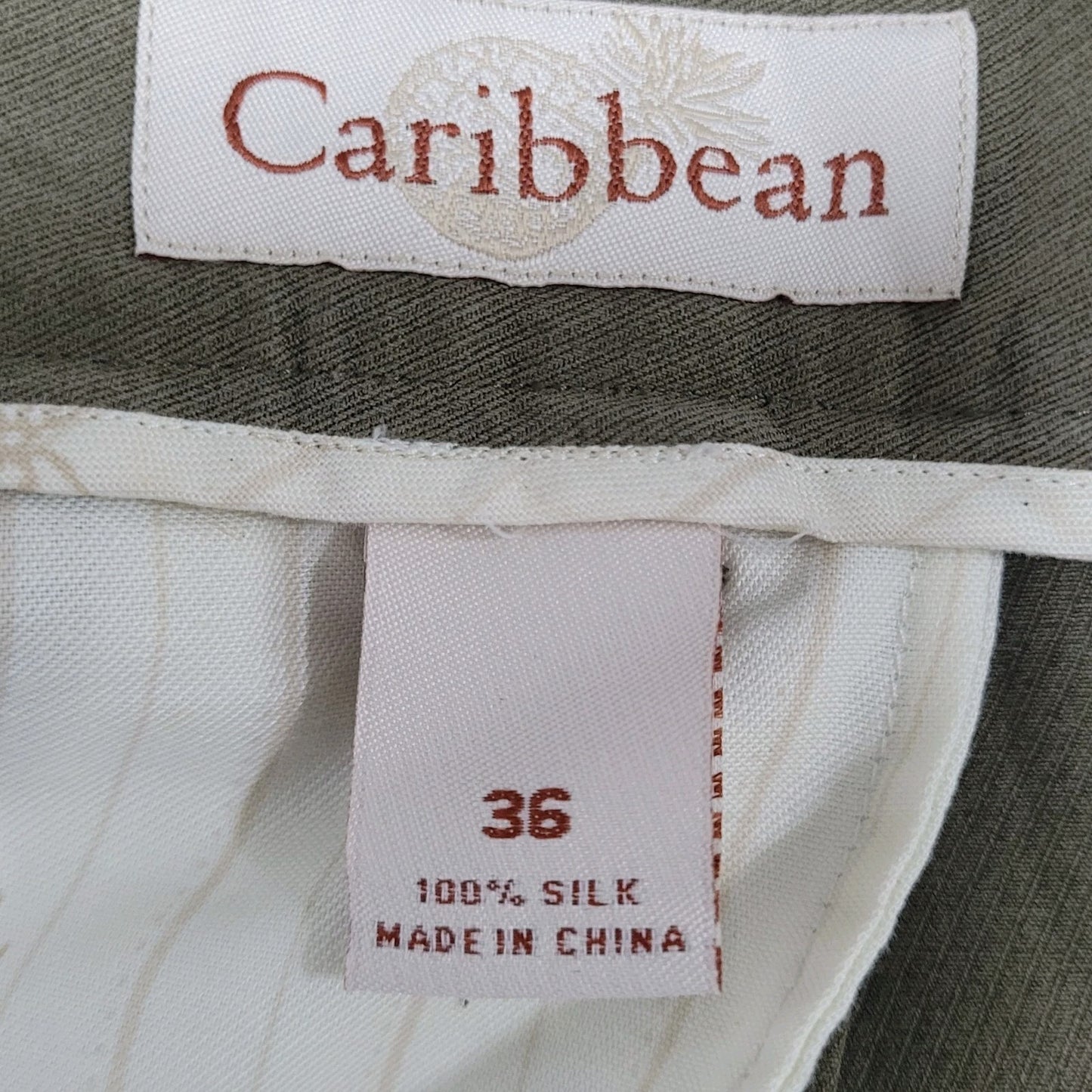 Caribbean Green 100% Silk Pleated Front Pockets Casual Shorts 36 (36x8.5)