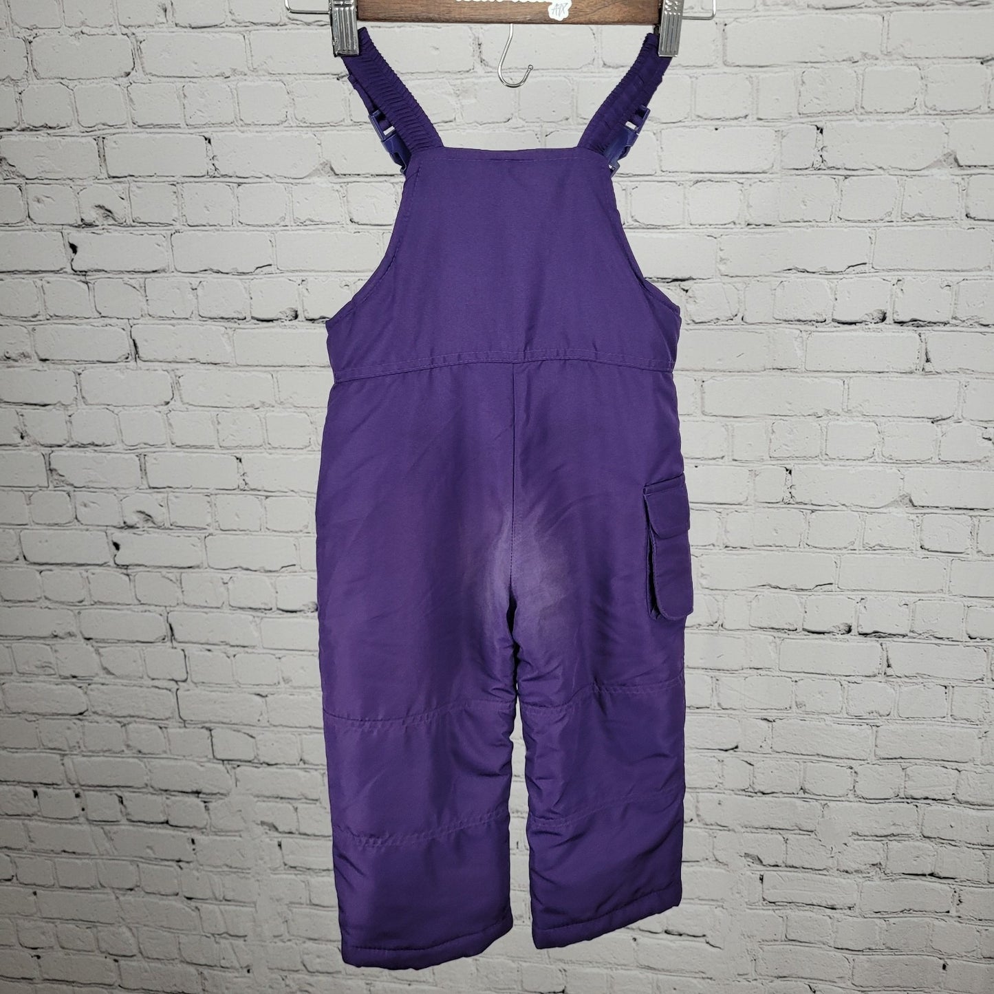 London Fog Purple Insulated Padded Adjustable Strap Zip Cargo Pocket Snow Bib 3T