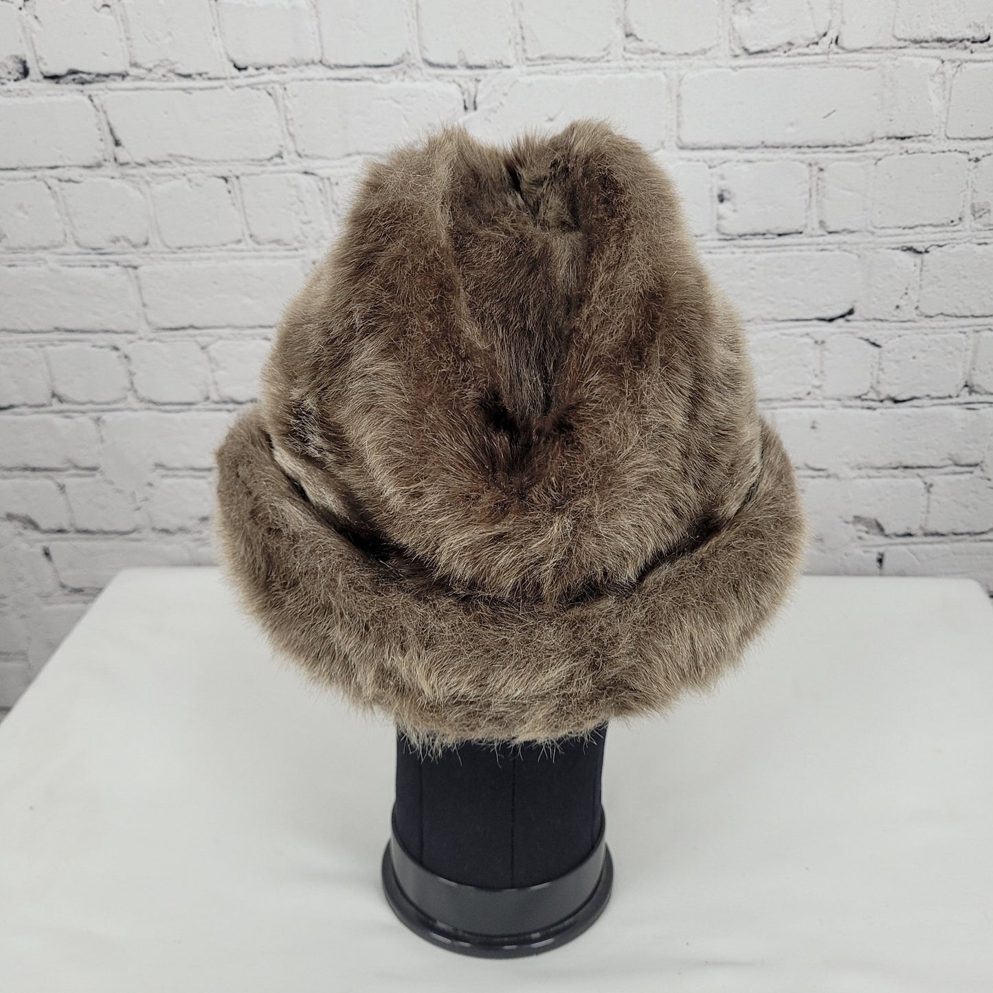 VTG Union Made Brown Faux Fur Bavarian Cap Alps Quilted Liner Winter Hat  XL