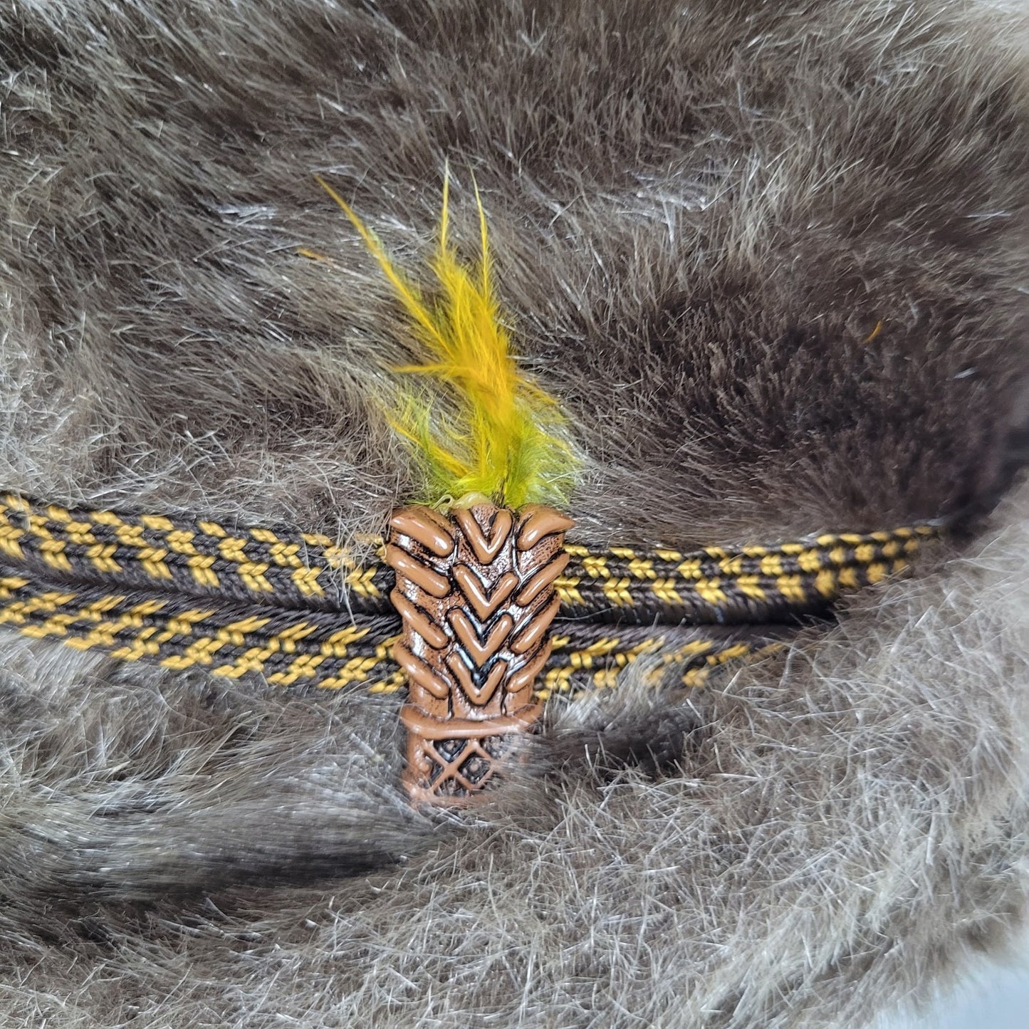 VTG Union Made Brown Faux Fur Bavarian Cap Alps Quilted Liner Winter Hat  XL