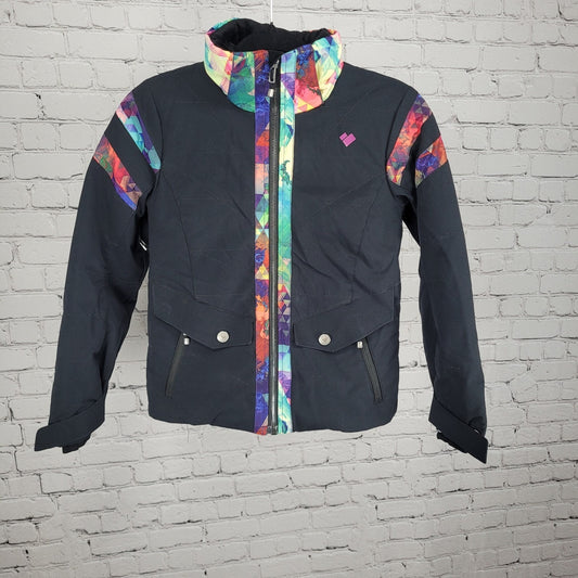 Obermeyer Black Insulated Removable Hood Zip Jacket Teen Girls Small S (8)