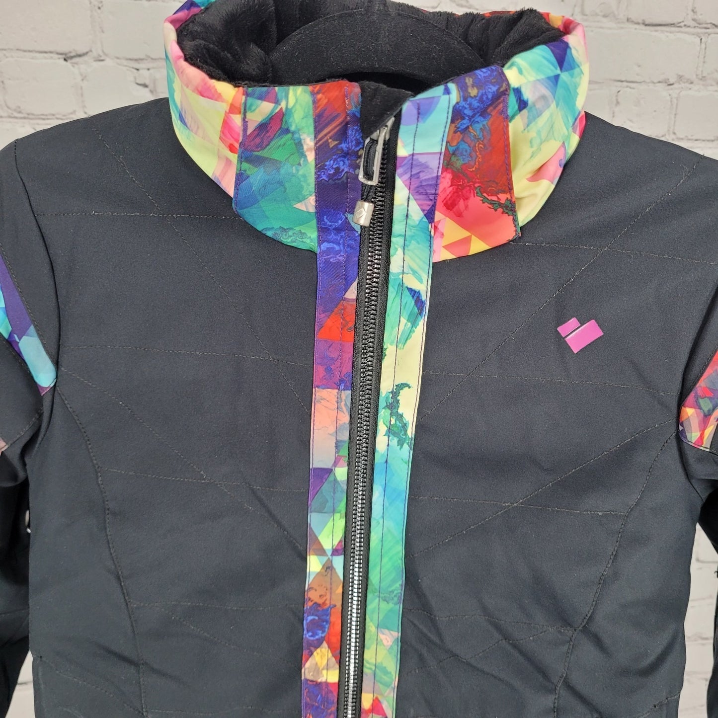 Obermeyer Black Insulated Removable Hood Zip Jacket Teen Girls Small S (8)