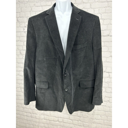 Stafford Black Corduroy Classic Fit Two Button Double Vented Sport Coat Size 48R