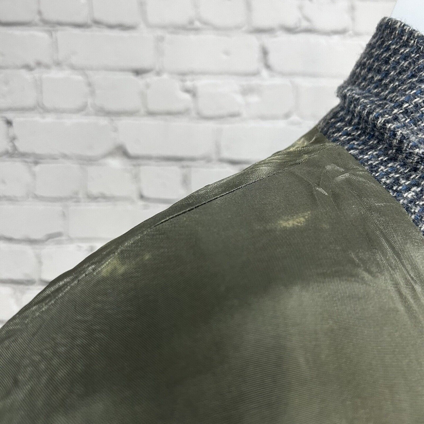 VTG John Peel Ltd Gray Blue Shepherds Check Elbow Patch Sport Coat Size 44