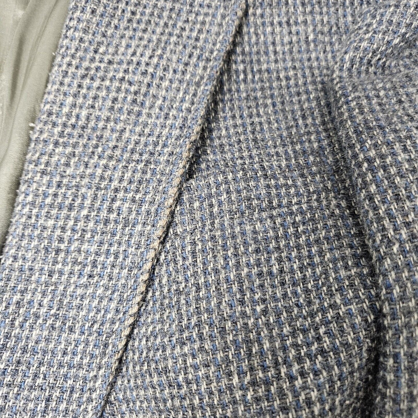VTG John Peel Ltd Gray Blue Shepherds Check Elbow Patch Sport Coat Size 44