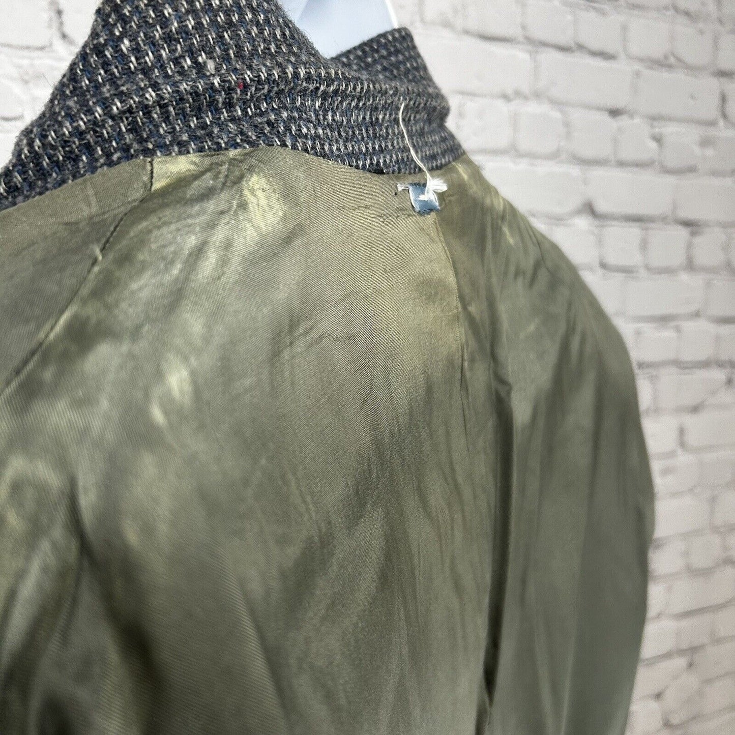 VTG John Peel Ltd Gray Blue Shepherds Check Elbow Patch Sport Coat Size 44