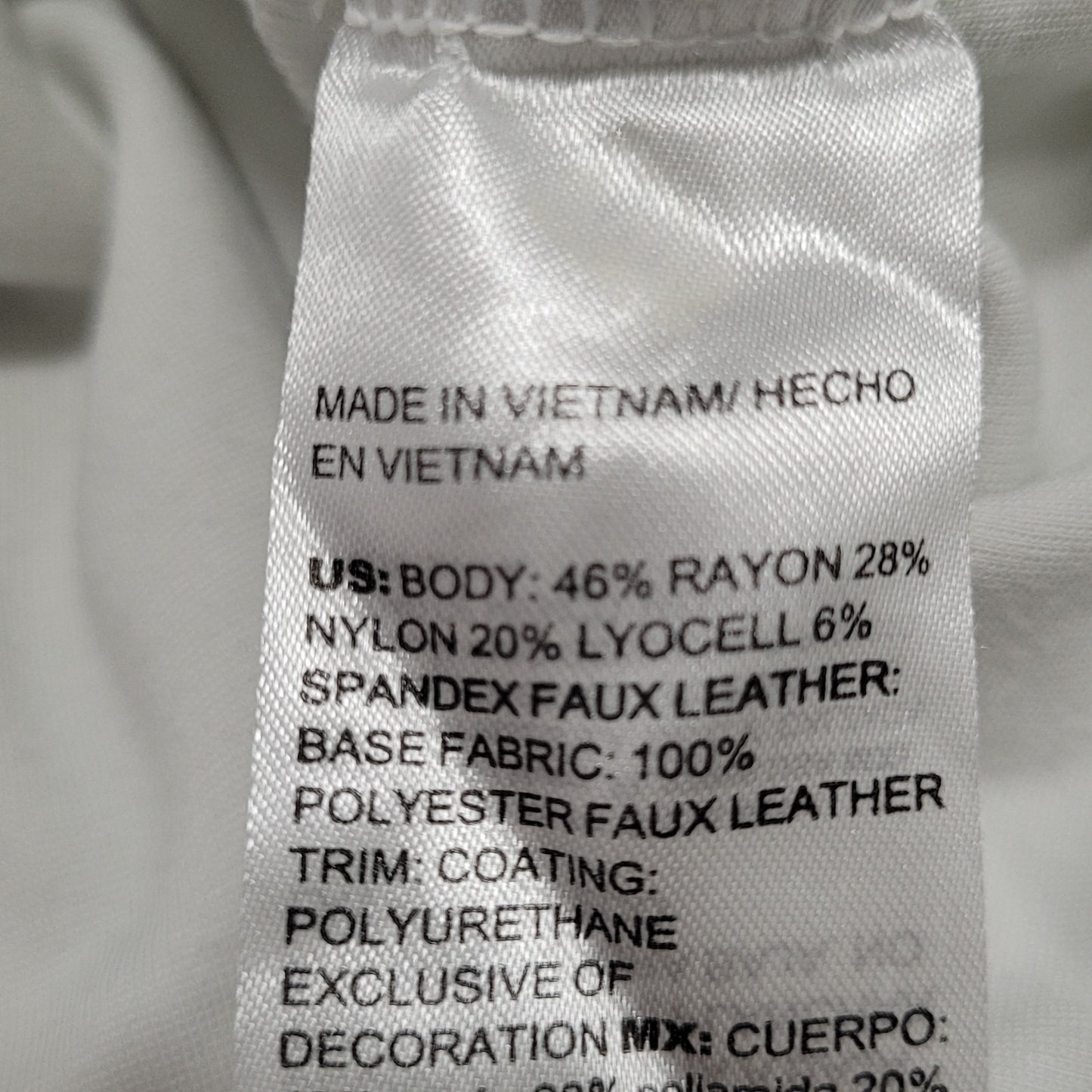 Chico's Black White Faux Leather Accent Stretch 3/4 Sleeve Top 4 US XXL