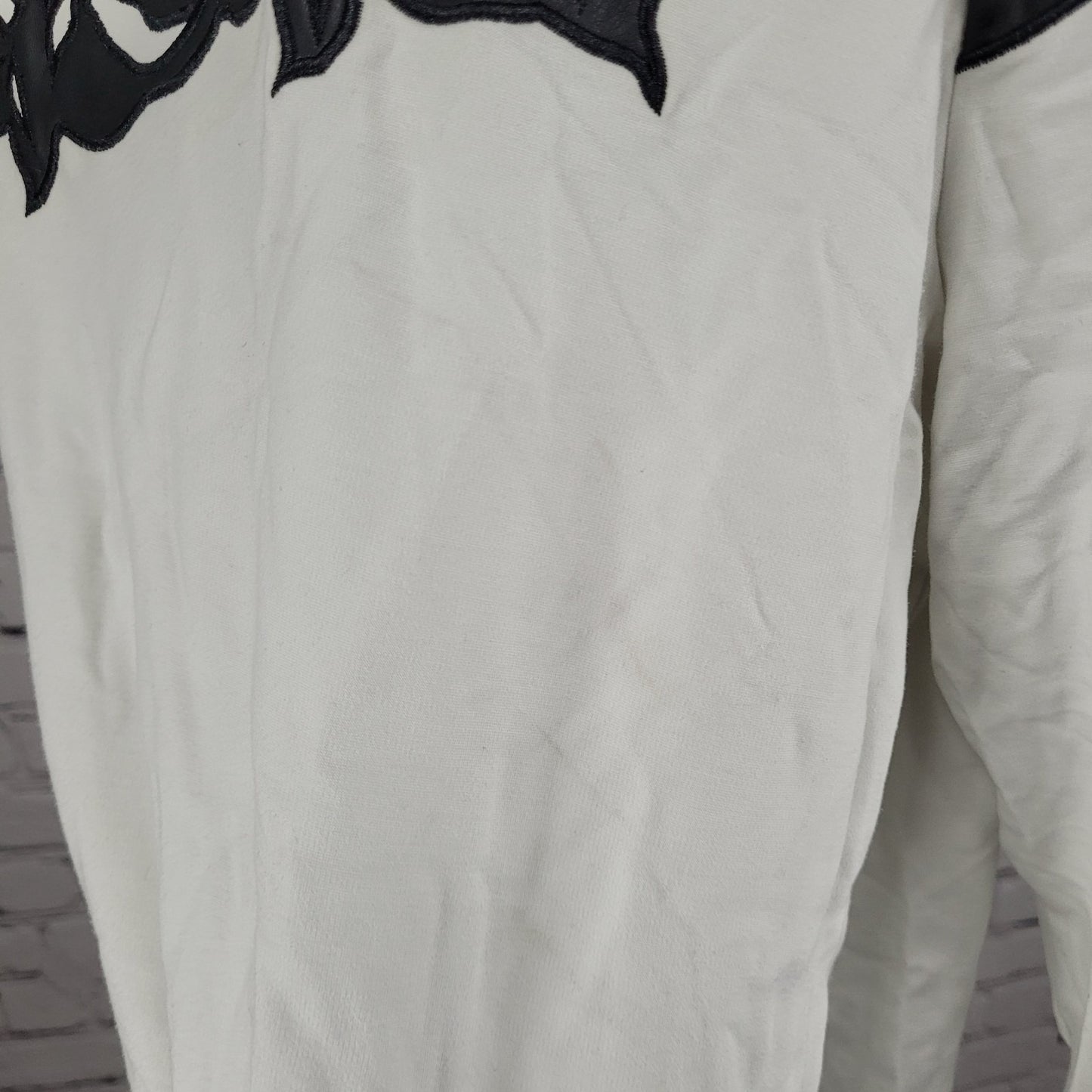 Chico's Black White Faux Leather Accent Stretch 3/4 Sleeve Top 4 US XXL