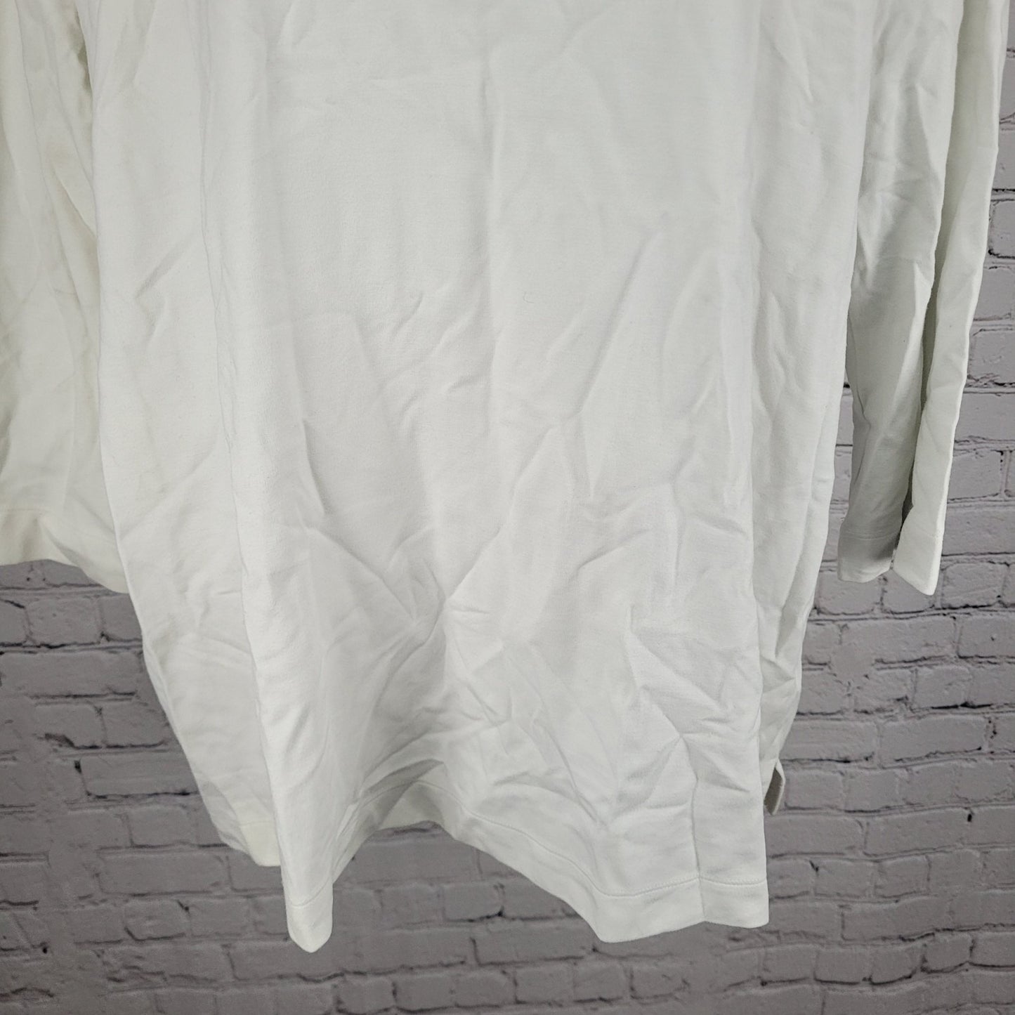 Chico's Black White Faux Leather Accent Stretch 3/4 Sleeve Top 4 US XXL