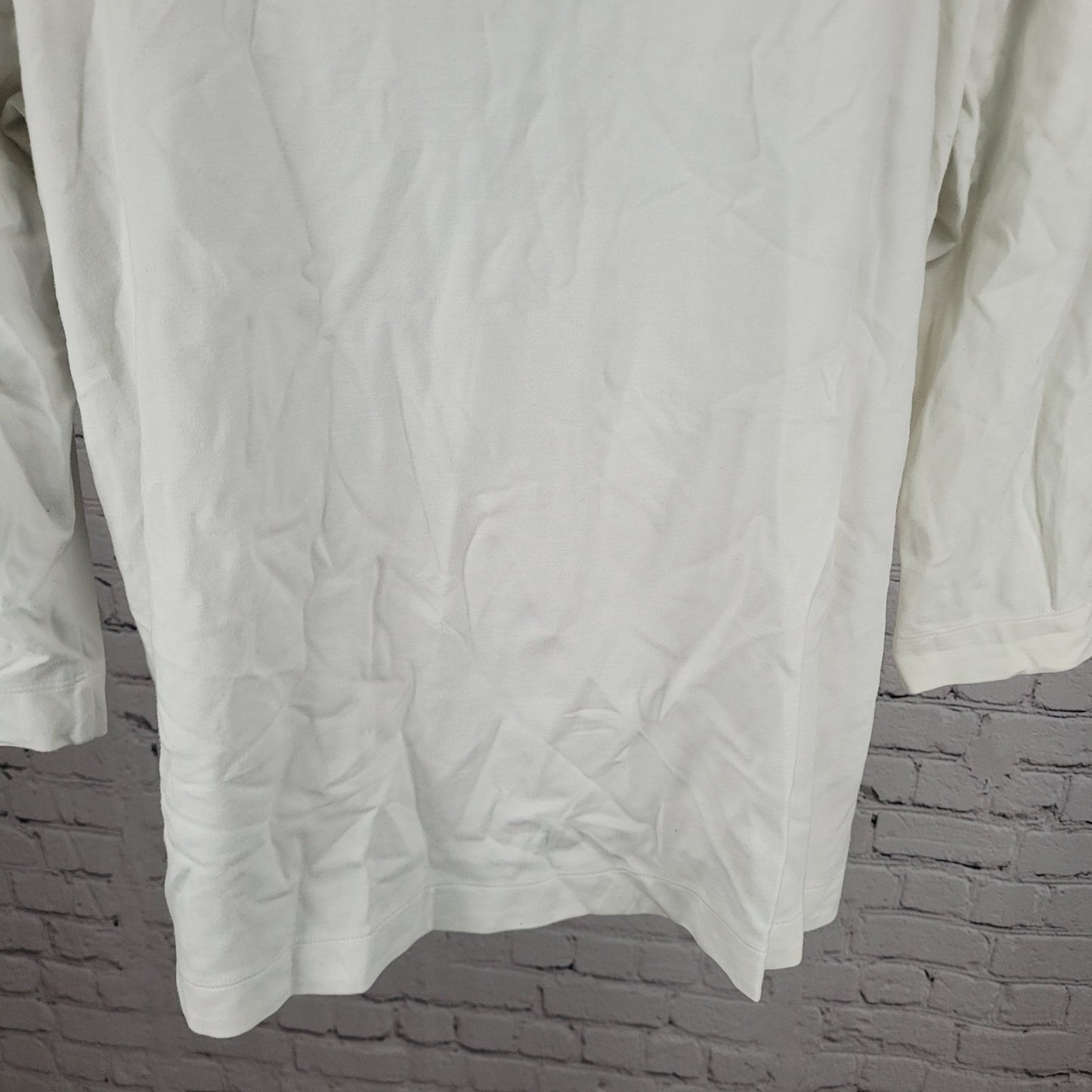Chico's Black White Faux Leather Accent Stretch 3/4 Sleeve Top 4 US XXL