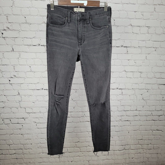 Madewell Grey Denim 9" High Rise Skinny Distressed Jeans Size 27T (27x30)