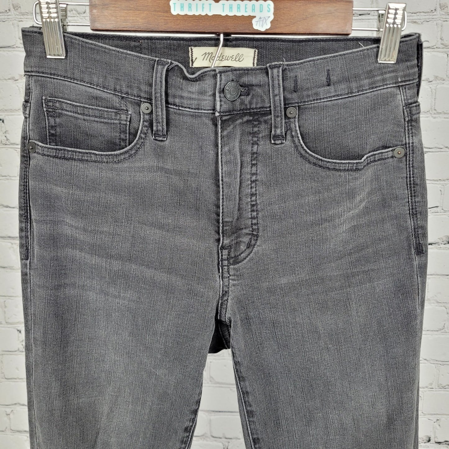 Madewell Grey Denim 9" High Rise Skinny Distressed Jeans Size 27T (27x30)