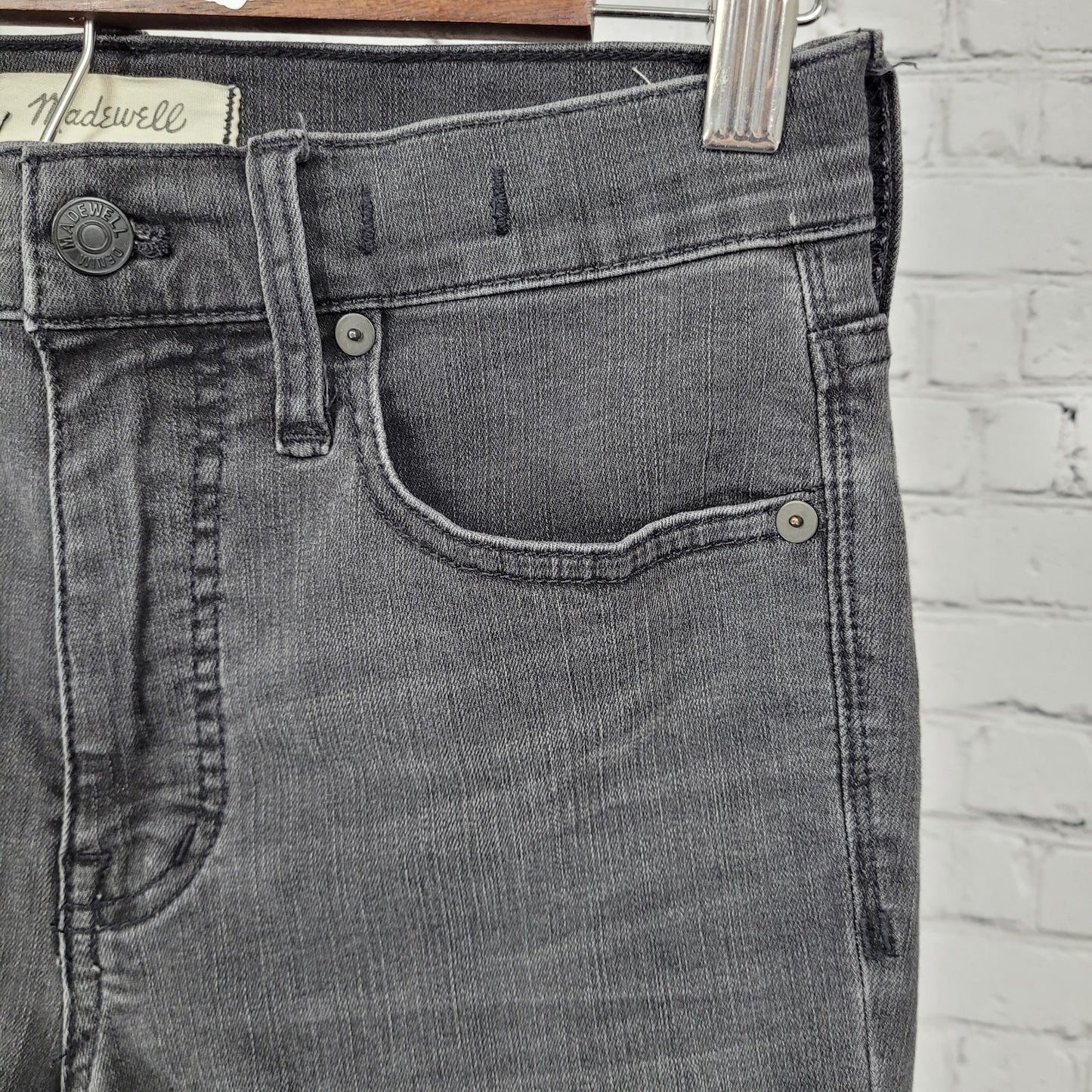 Madewell Grey Denim 9" High Rise Skinny Distressed Jeans Size 27T (27x30)