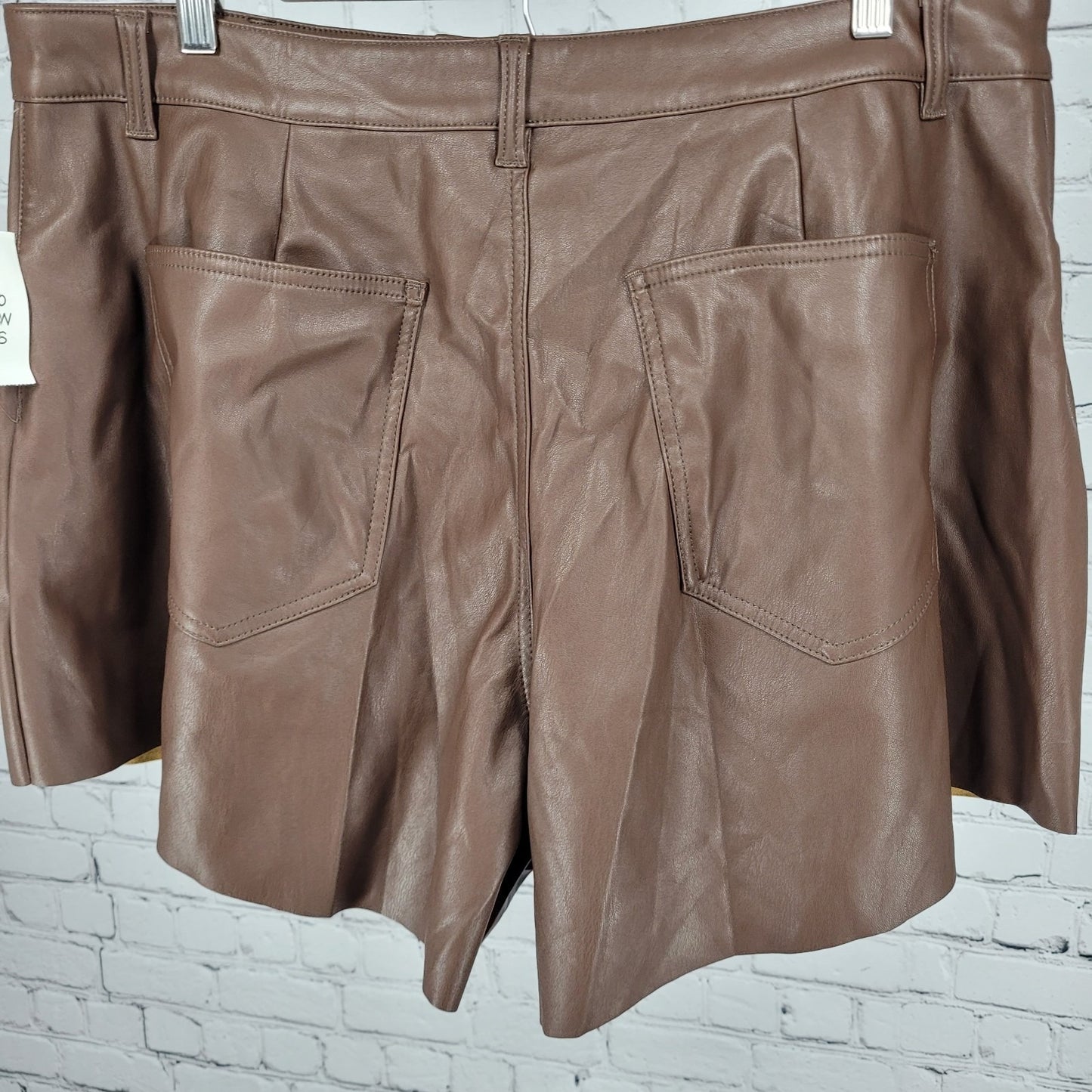 NWT And Now This Brown Vegan Faux Leather High Rise Shorts 18W (36x4.5)