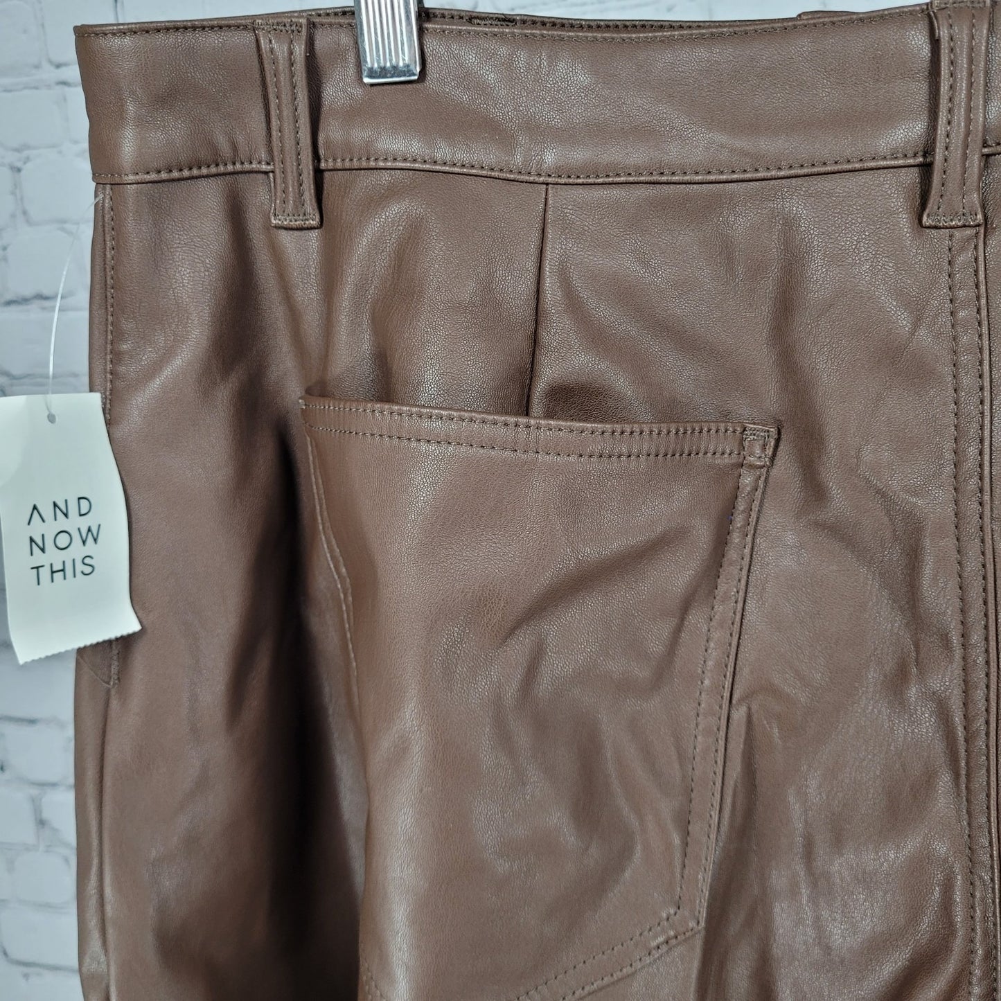 NWT And Now This Brown Vegan Faux Leather High Rise Shorts 18W (36x4.5)
