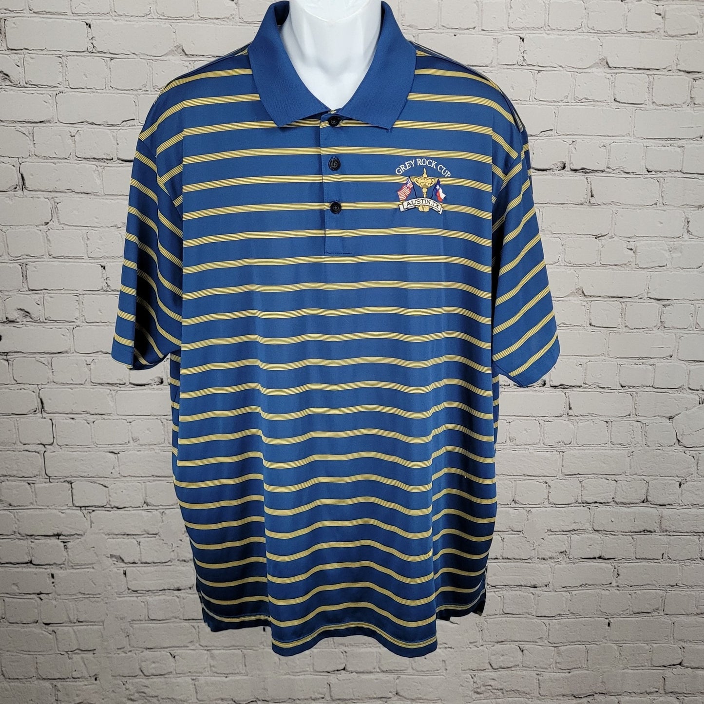 Grey Rock Cup Austin TX Blue Striped Adidas Golf Clima Cool Polo Shirt Size 2XL